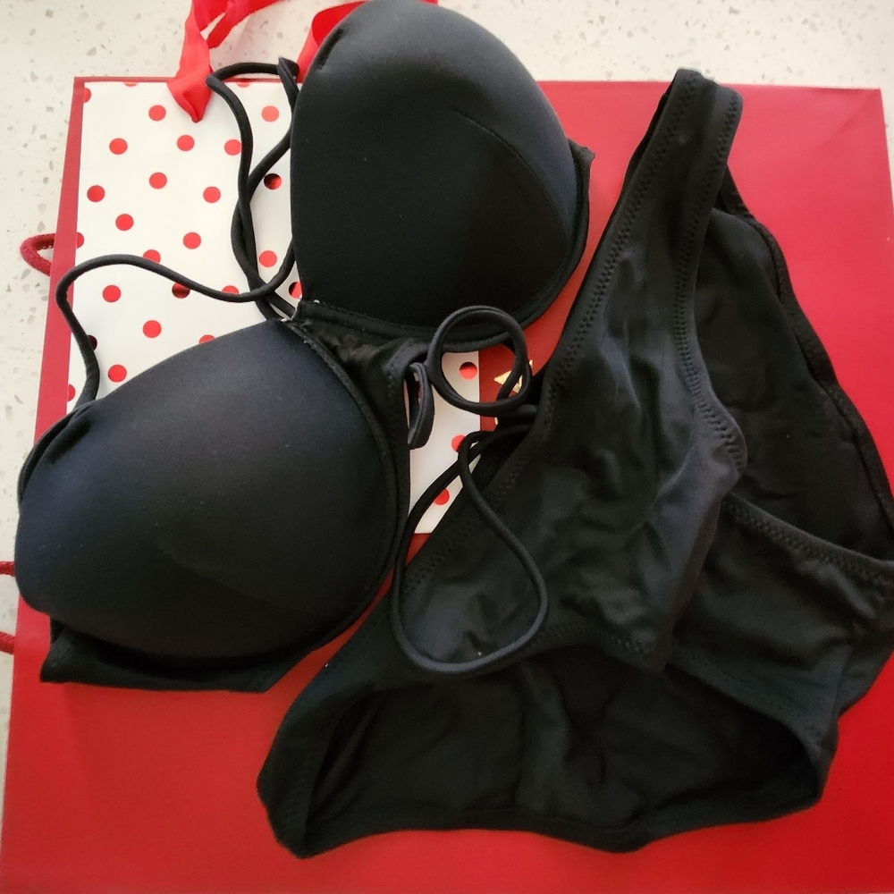Bikini Set, Black, Petite Large